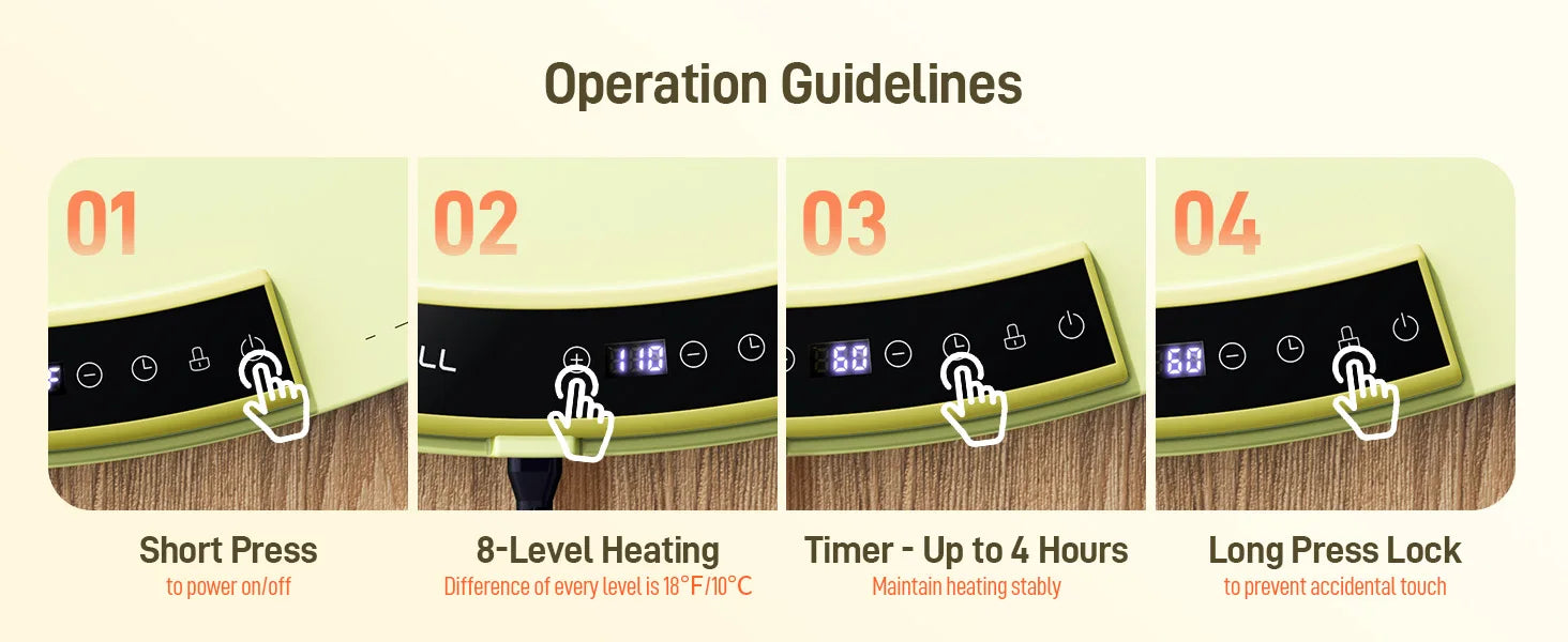 Foodie™ Portable Electric Food Warming Tray – Smart Foldable Heating Plate with Adjustable 8-Level Temperature Control