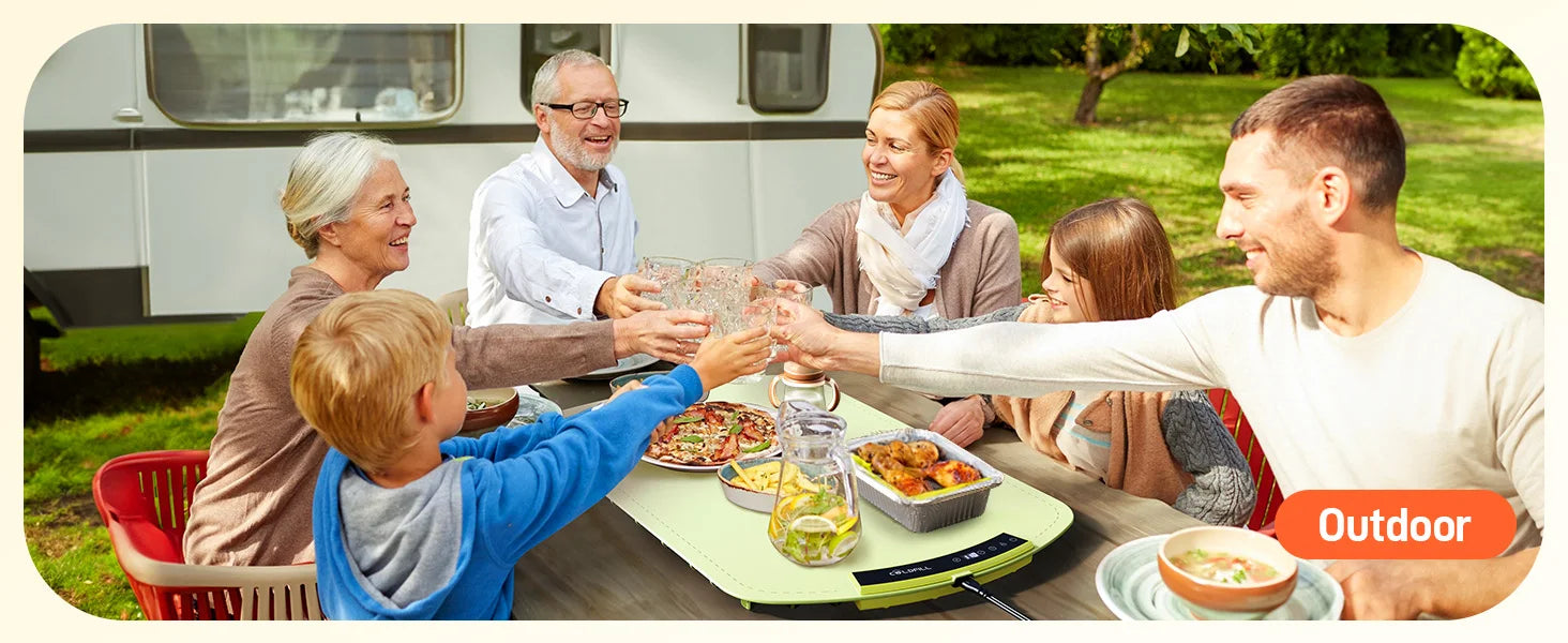 Foodie™ Portable Electric Food Warming Tray – Smart Foldable Heating Plate with Adjustable 8-Level Temperature Control