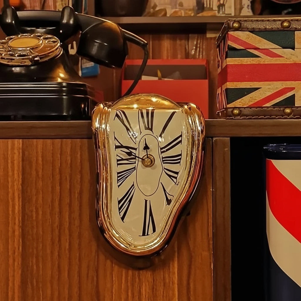 Surreal Melting Distorted Wall Clock – Dali -style Melting Clock Décor