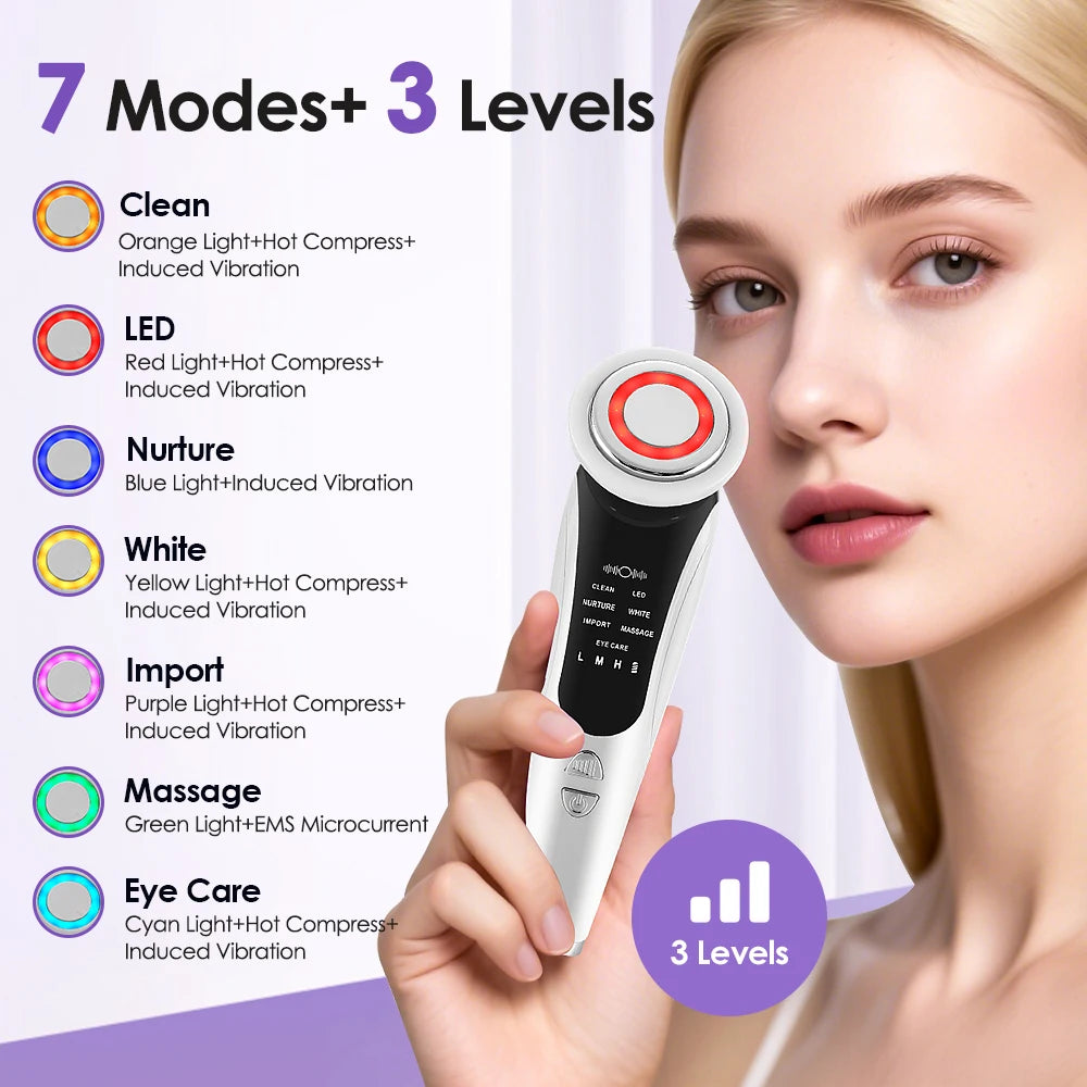 7-in-1 Facial Massager – LED Light Therapy & Microcurrent Device