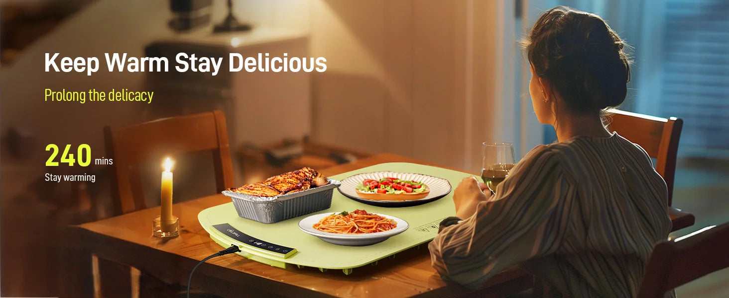 Foodie™ Portable Electric Food Warming Tray – Smart Foldable Heating Plate with Adjustable 8-Level Temperature Control