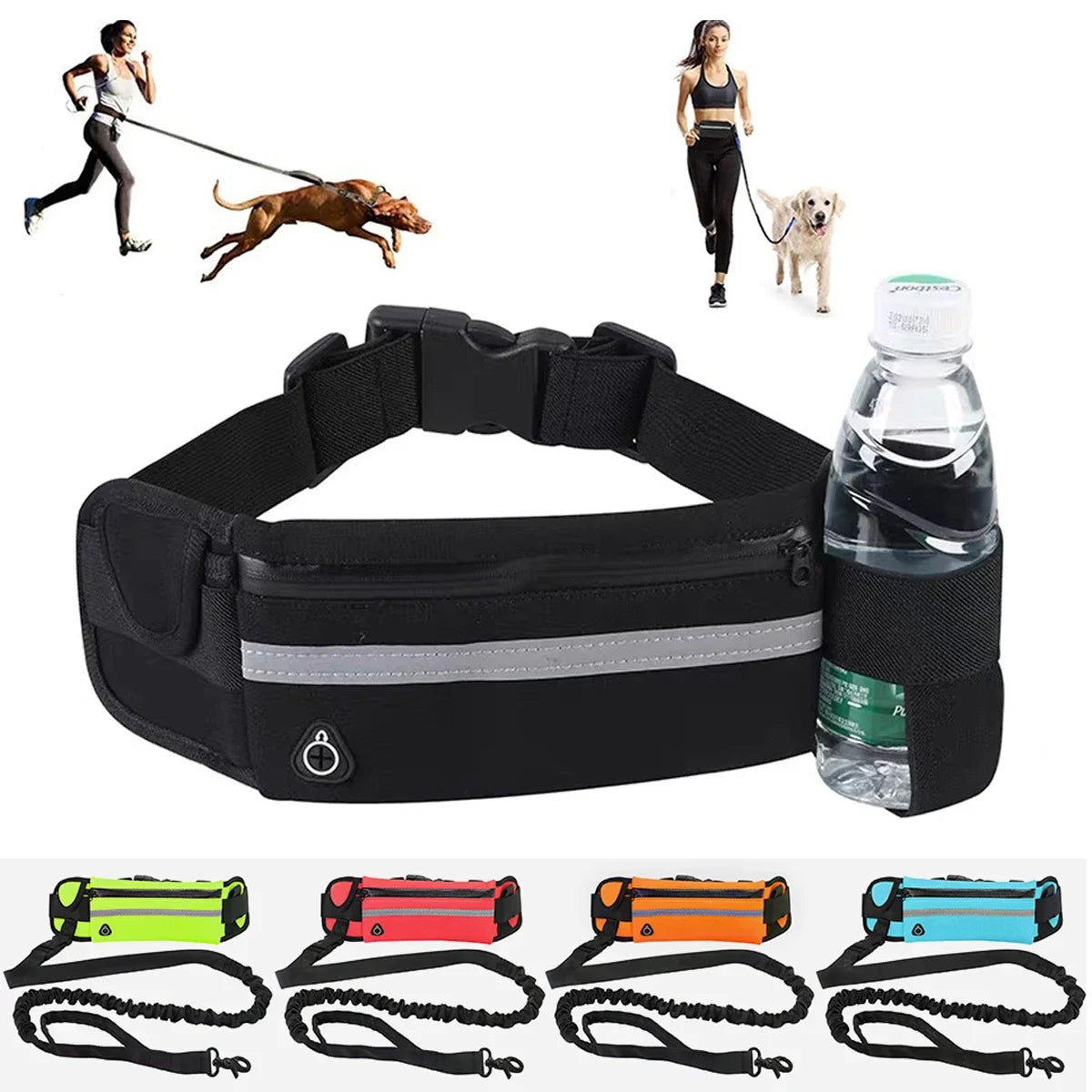 Hands-Free Dog Running Leash with Waist Bag
