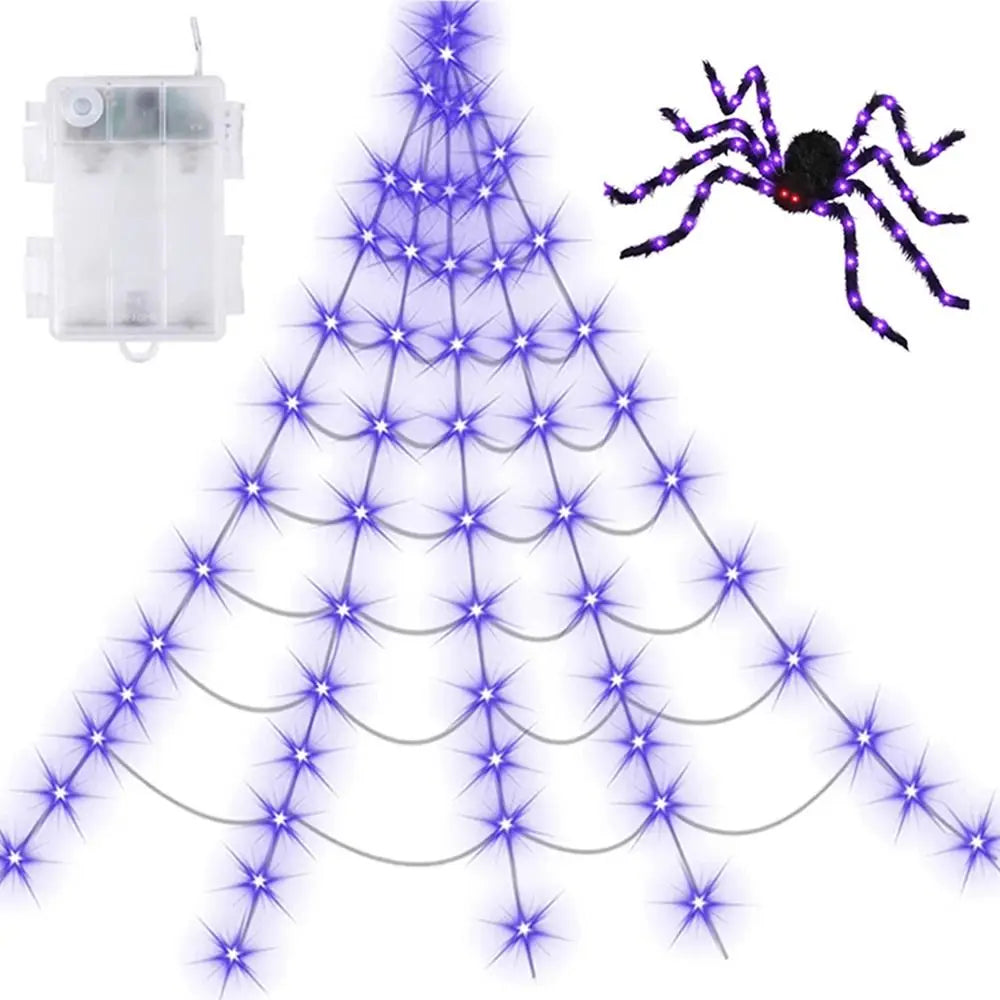 Halloween LED Spider Web Lights – 250 LEDs, 8 Modes