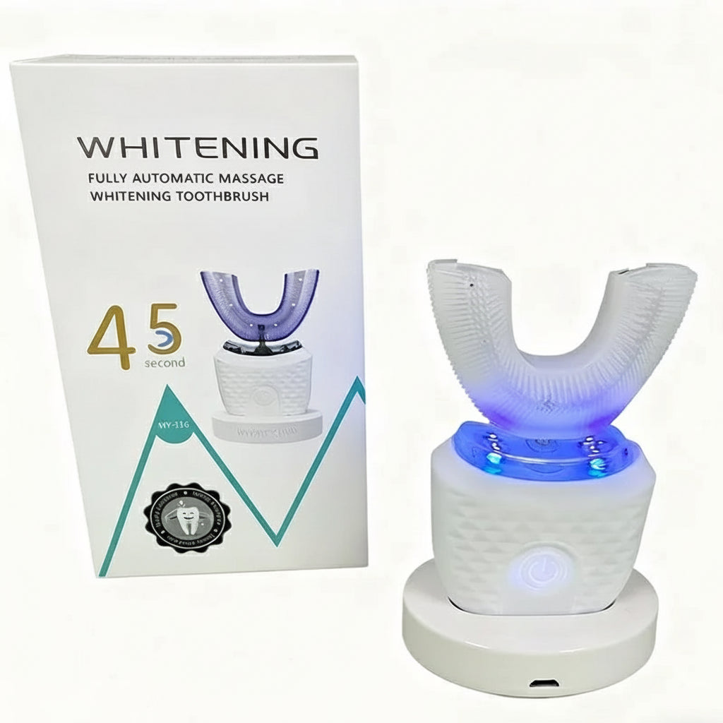 ToothLove™ 360° Ultrasonic U-Shaped Wireless Toothbrush – Automatic Silicone Whitening Brush Kit