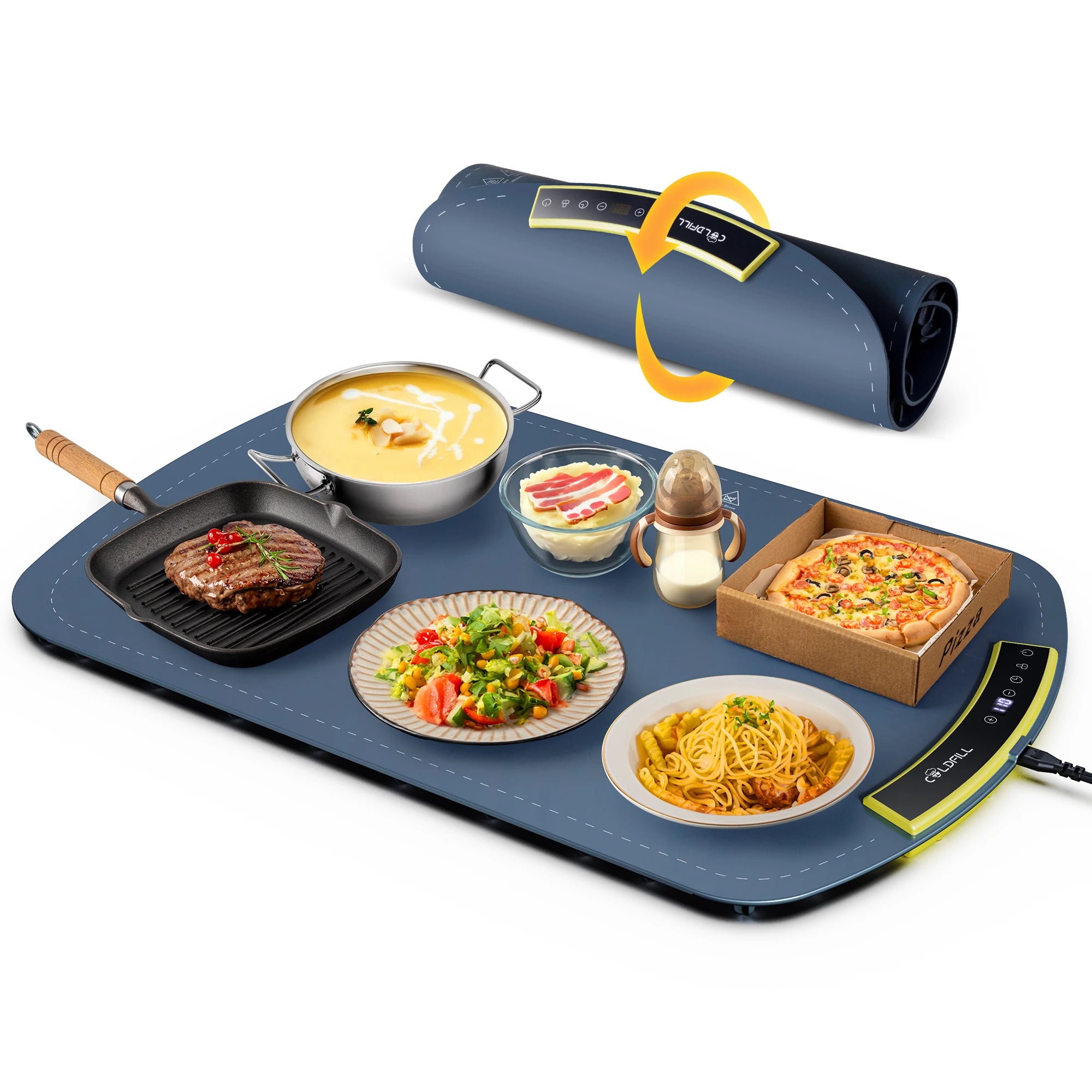 Foodie™ Portable Electric Food Warming Tray – Smart Foldable Heating Plate with Adjustable 8-Level Temperature Control