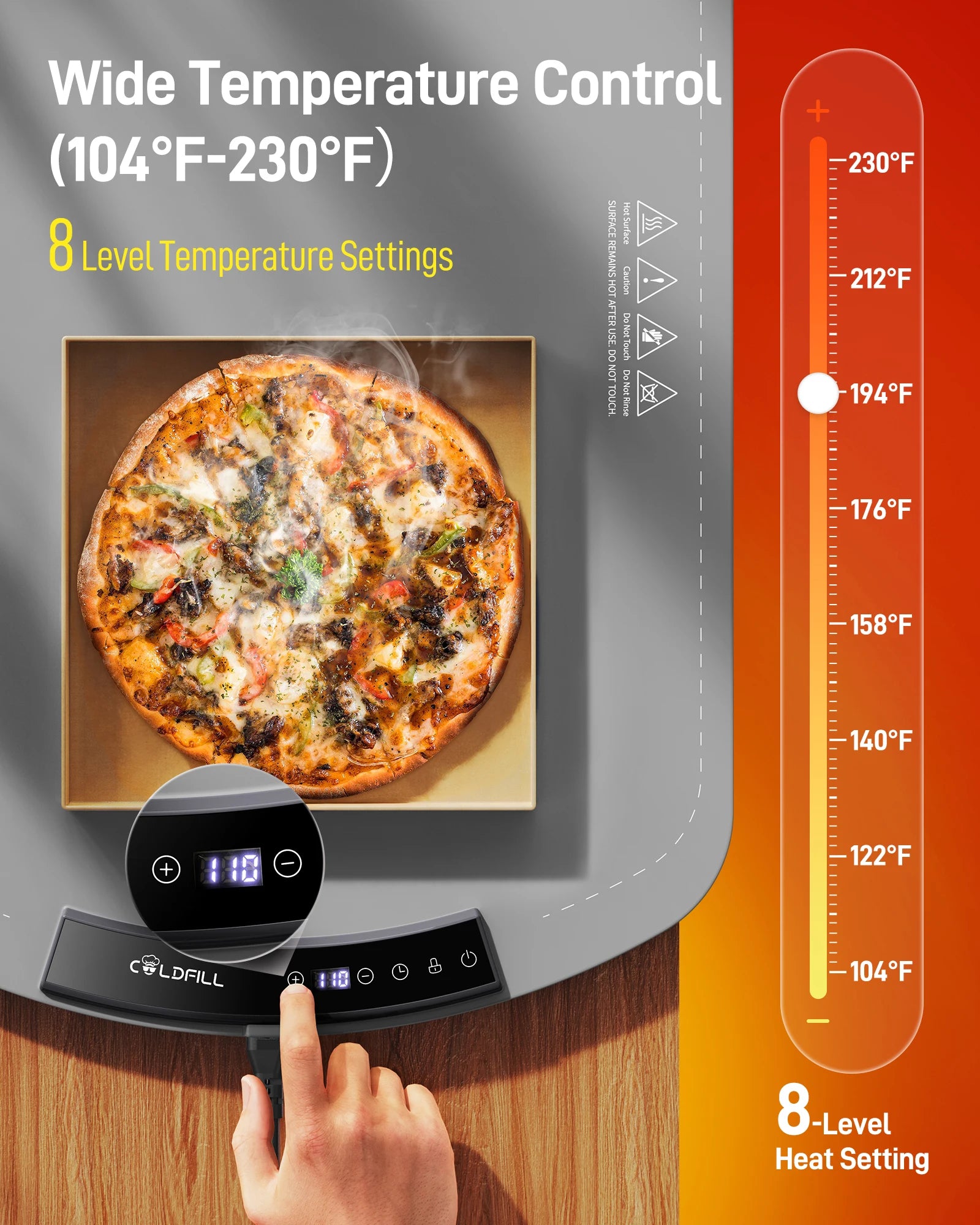 Foodie™ Portable Electric Food Warming Tray – Smart Foldable Heating Plate with Adjustable 8-Level Temperature Control
