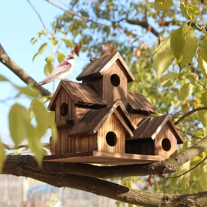 Natural Wooden Outdoor Bird House
