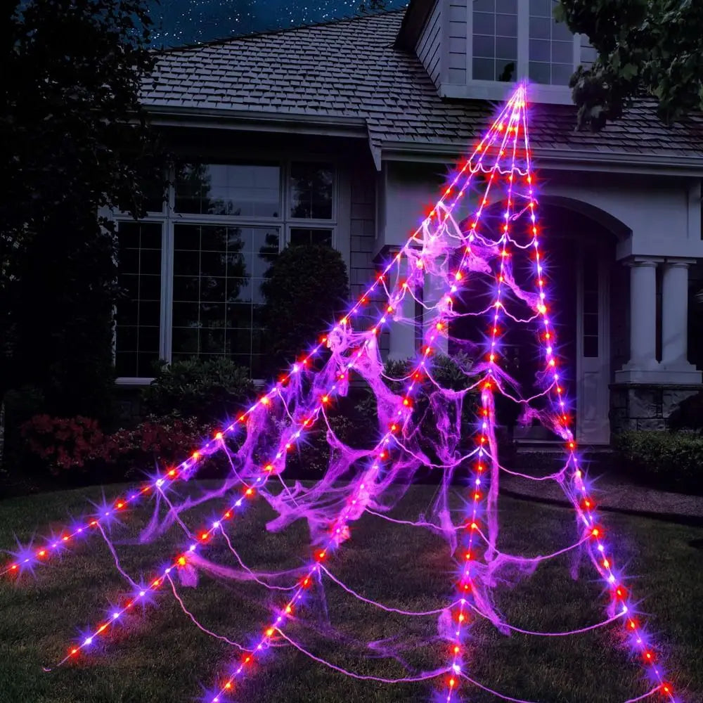 Halloween LED Spider Web Lights – 250 LEDs, 8 Modes
