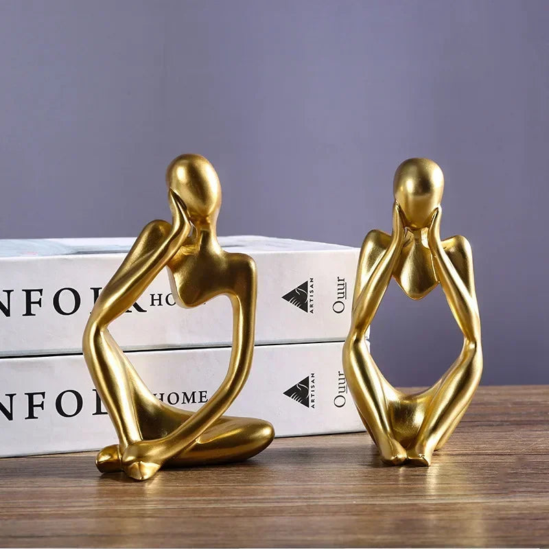 Nordic Thinker Statue – Abstract Yoga Resin Sculpture
