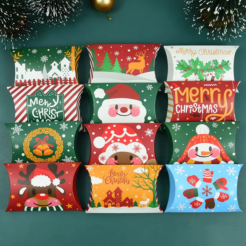 Christmas Pillow-Shaped Candy & Gift Boxes – 12/24 pcs