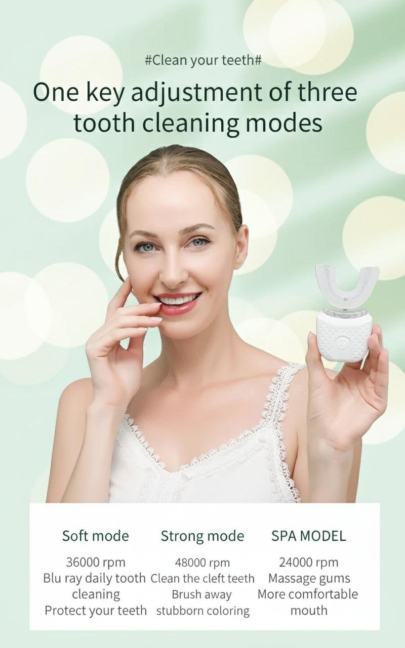 ToothLove™ 360° Ultrasonic U-Shaped Wireless Toothbrush – Automatic Silicone Whitening Brush Kit