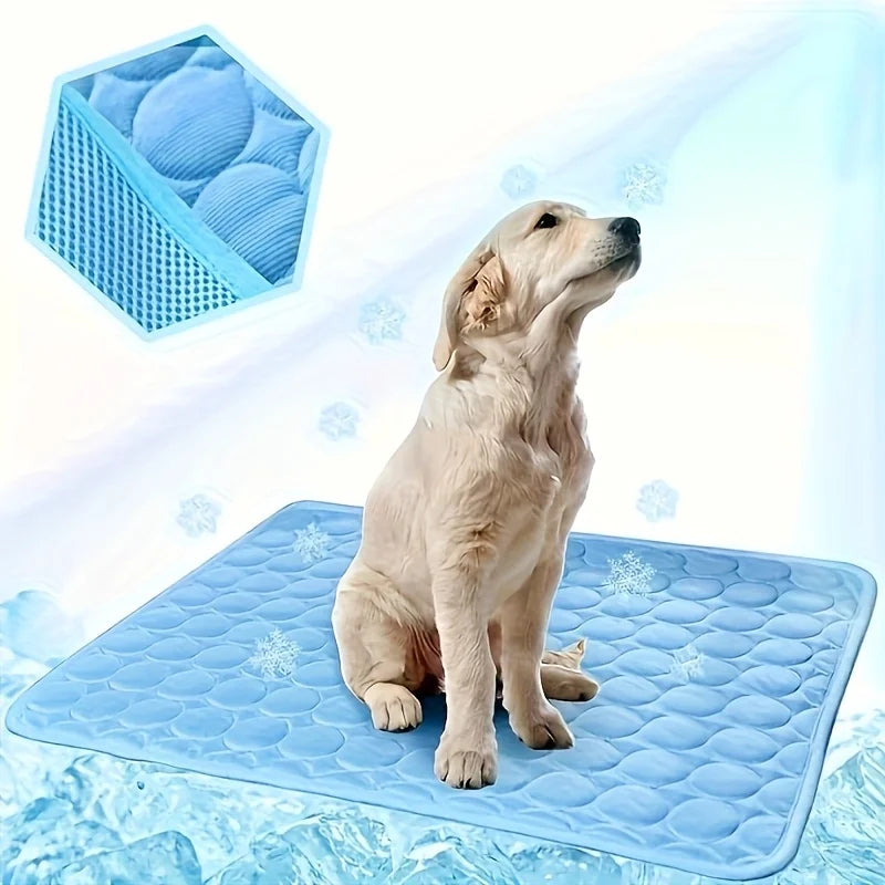 Cooling Pet Pad – Breathable Ice-Silky Cushion for All Dog Sizes