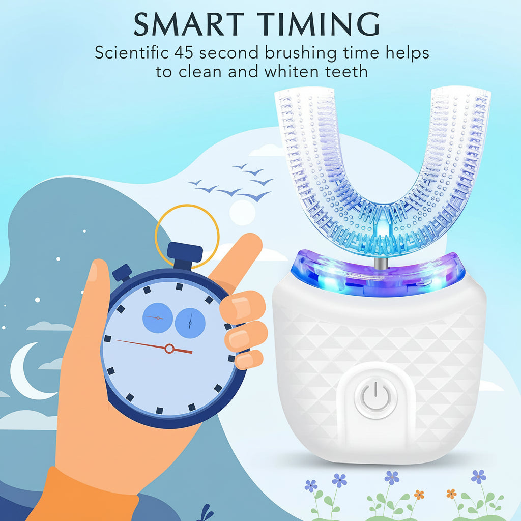 ToothLove™ 360° Ultrasonic U-Shaped Wireless Toothbrush – Automatic Silicone Whitening Brush Kit