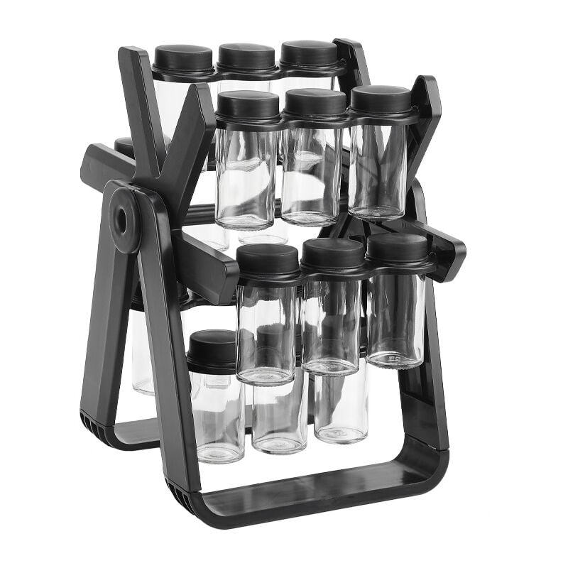 Rotating Glass Spice Rack Set — 360° Ferris-Style Organizer