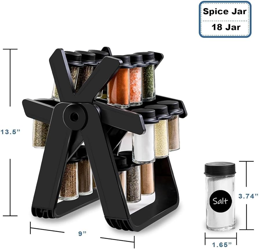 Rotating Glass Spice Rack Set — 360° Ferris-Style Organizer
