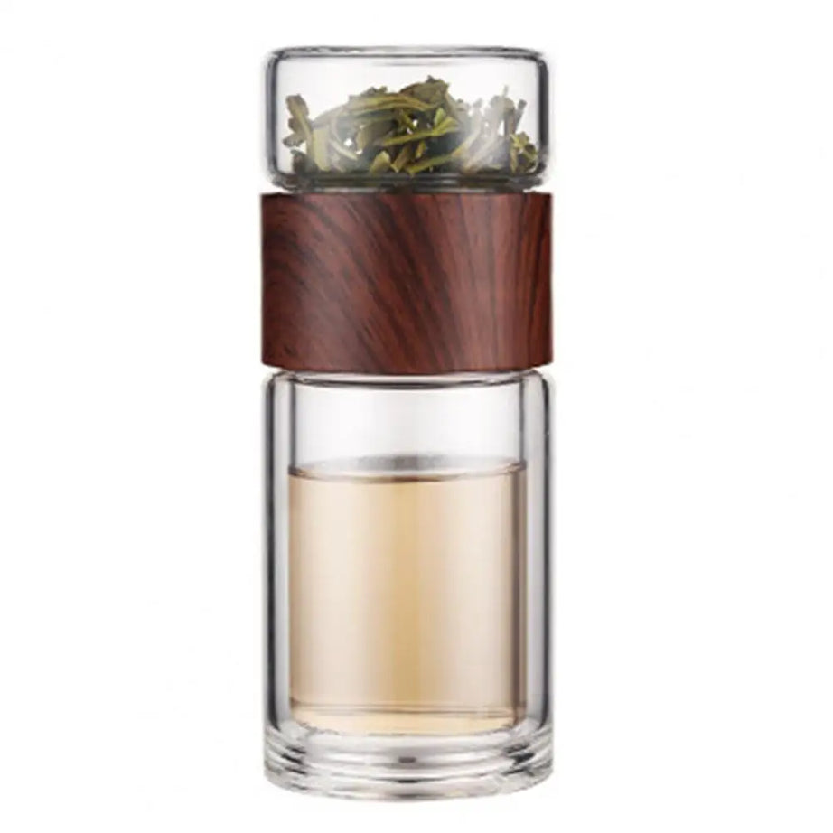 Glass Tea Infuser Bottle – Double Wall Portable Tumbler