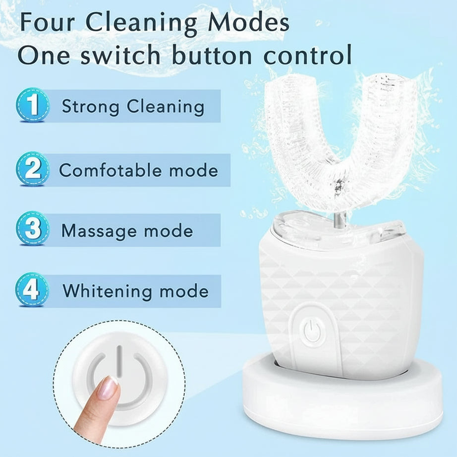 ToothLove™ 360° Ultrasonic U-Shaped Wireless Toothbrush – Automatic Silicone Whitening Brush Kit