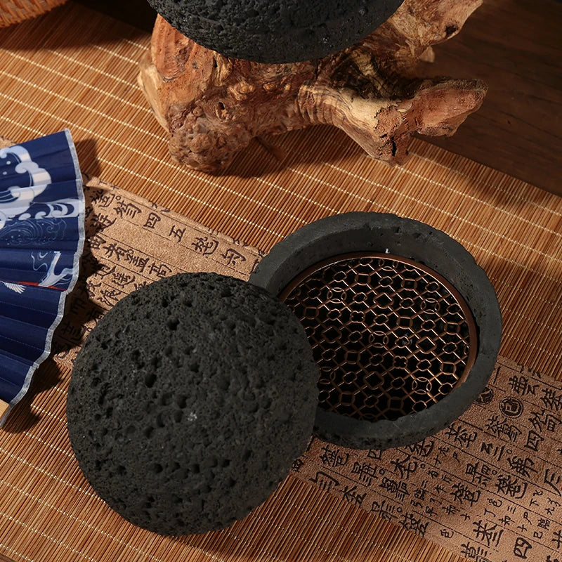 LavaStone Planet Bowl — black quartz stone plating bowl