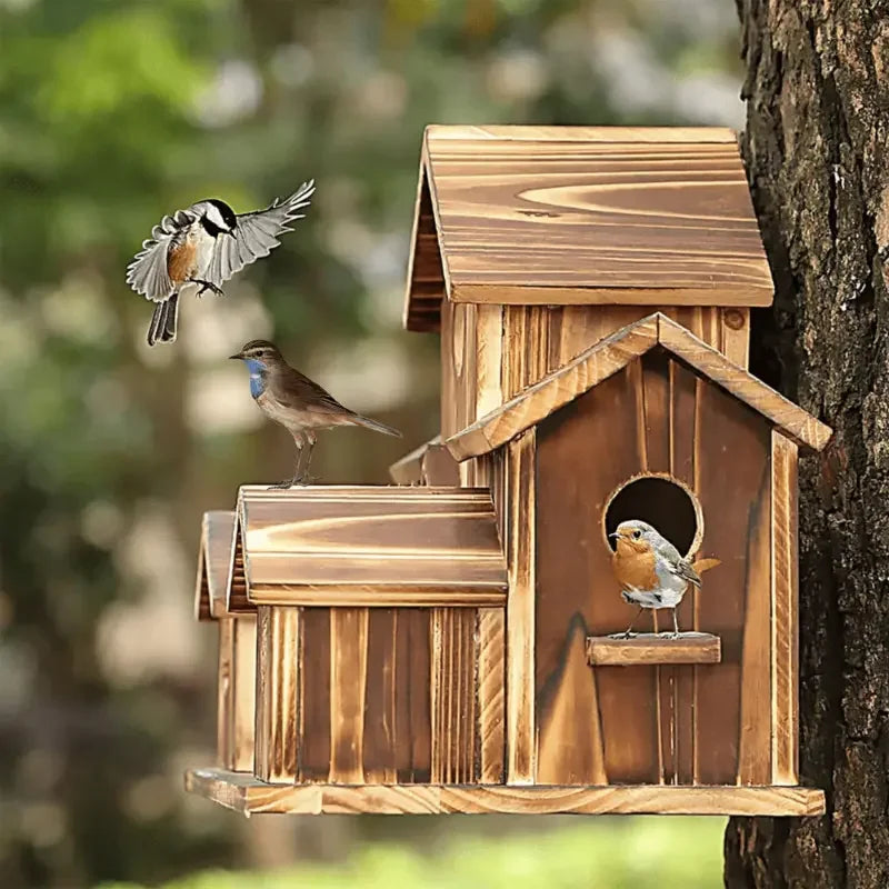 Natural Wooden Outdoor Bird House