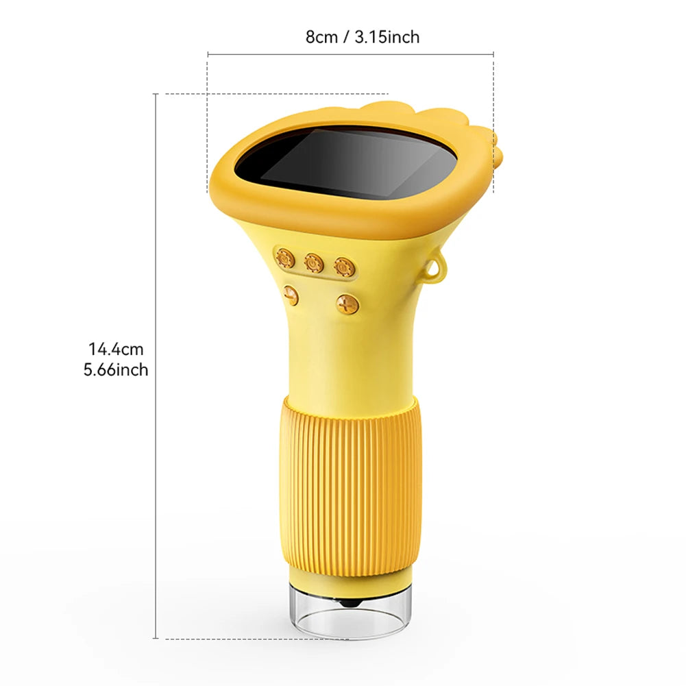 Microscope size diagram 14.4cm height and 8cm head width