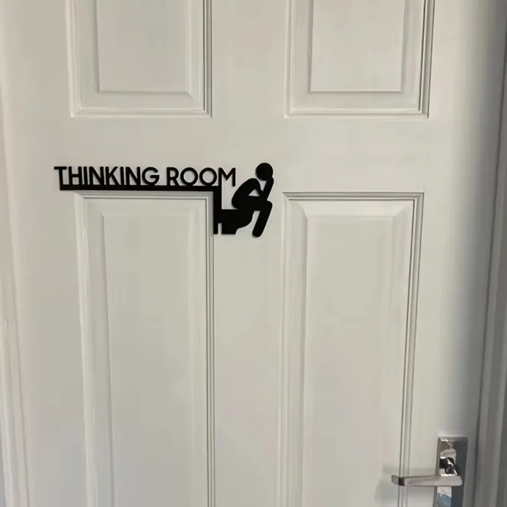 Modern bathroom door art — close detail