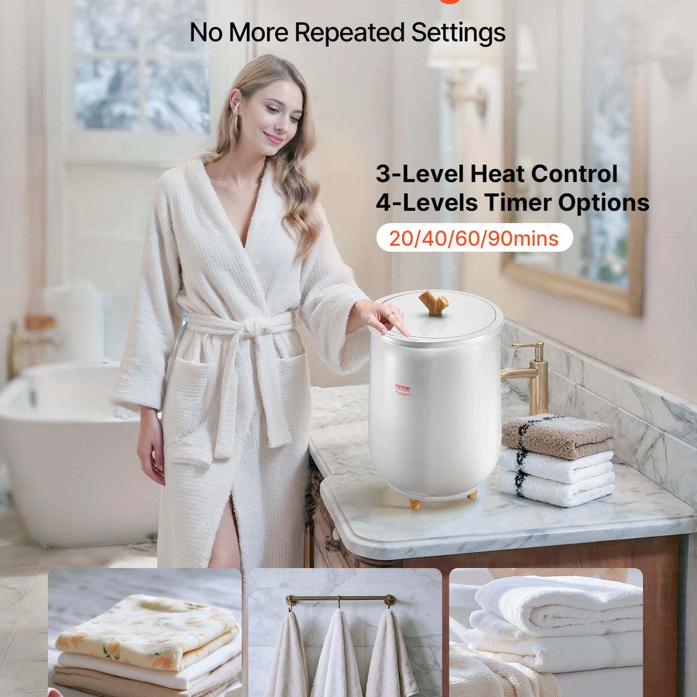 NEW SucceBuy Towel Warmer Bucket 20L Heated Towel Warmer w/ LED Light Auto Shut off & Temperature Setting Large Blanket Warmers SPA