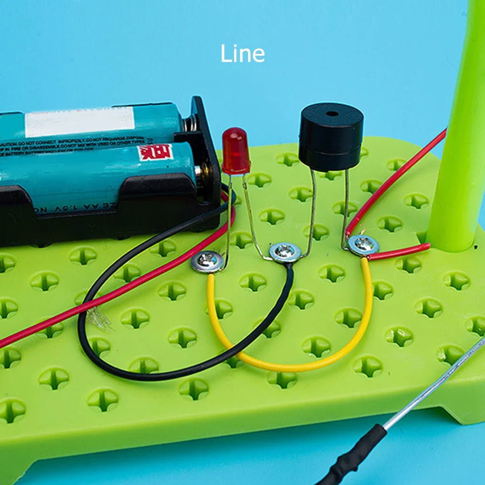 LEDs, battery holder, connectors — detail view