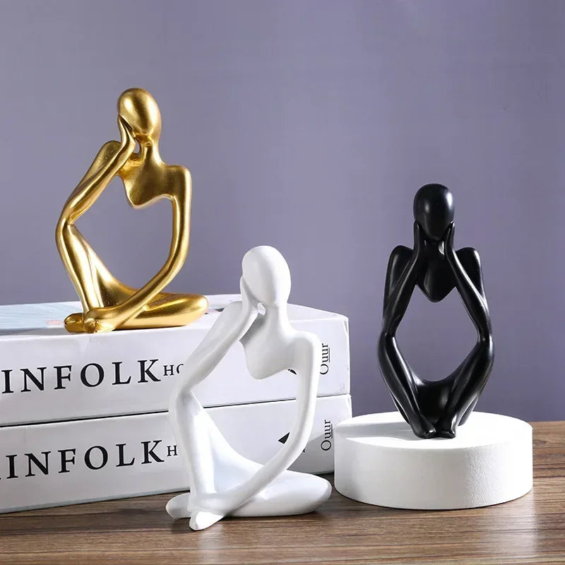 Nordic Thinker Statue – Abstract Yoga Resin Sculpture