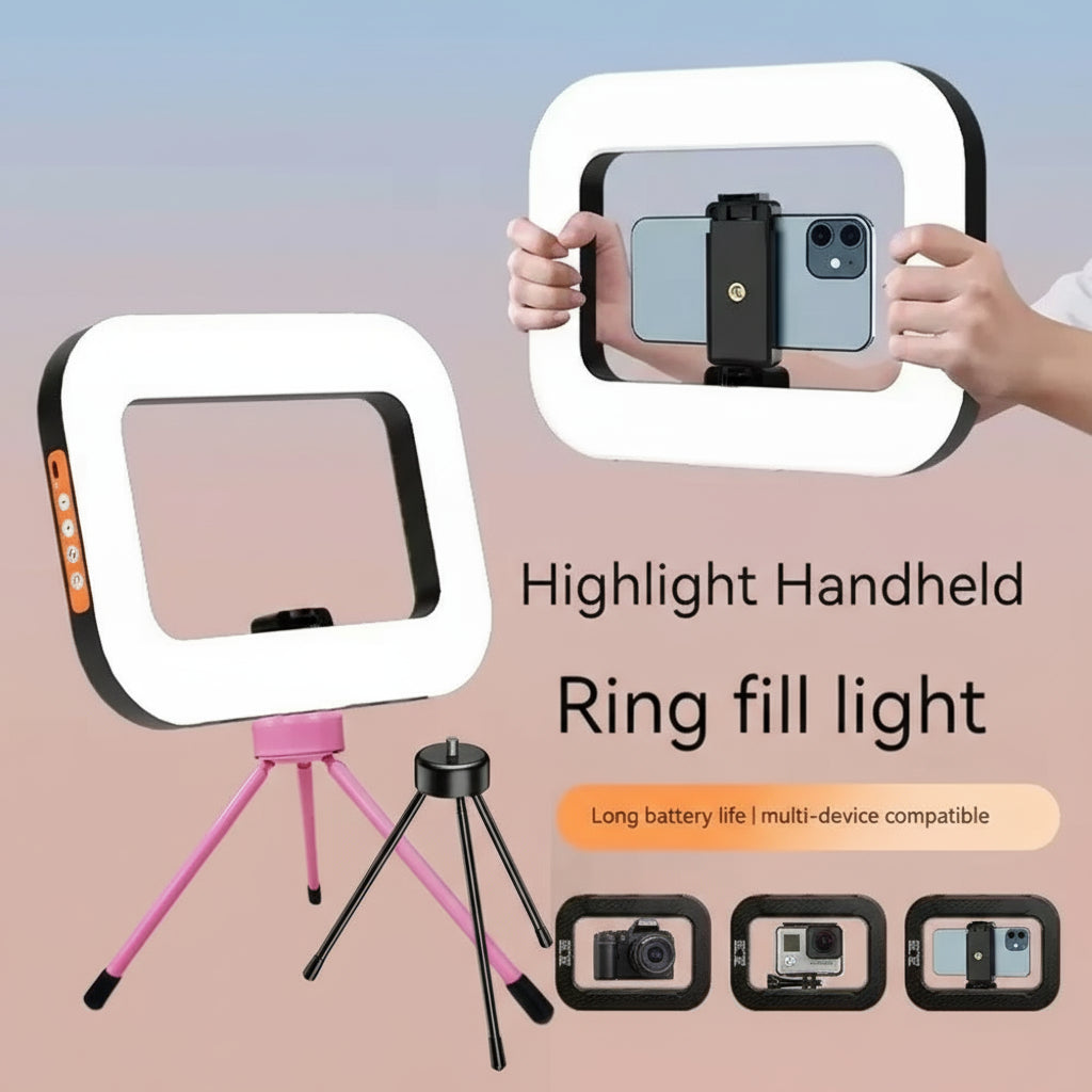 FANGTUOSI™ PRO Handheld Rechargeable Ring LED Fill Light – Portable Phone & Desktop Selfie Lamp for Live Streaming, Photography & Makeup