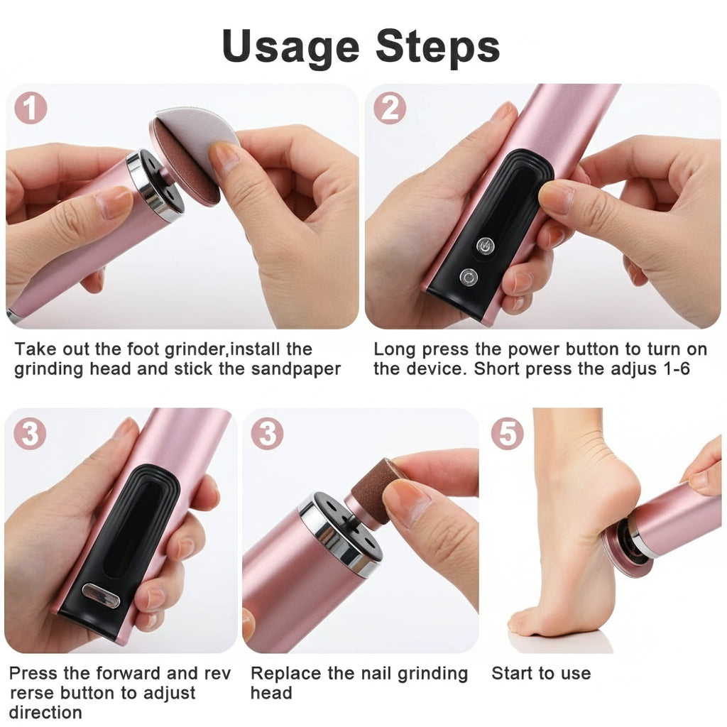 Beauty™ Electric Foot File – High-Power Callus Remover for Smooth Heels, Cracked Skin Treatment & Full Pedicure Care Se