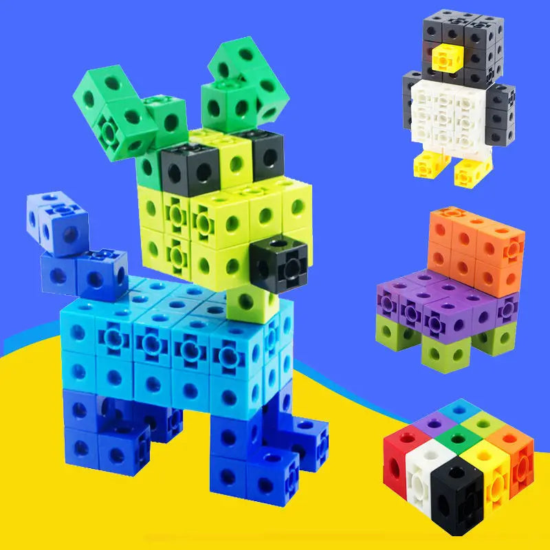 Creative builds made with linking cubes — animals, furniture, patterns