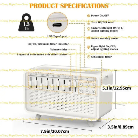 CalmiWave White Noise Diffuser – Speaker, Humidifier & Night Light