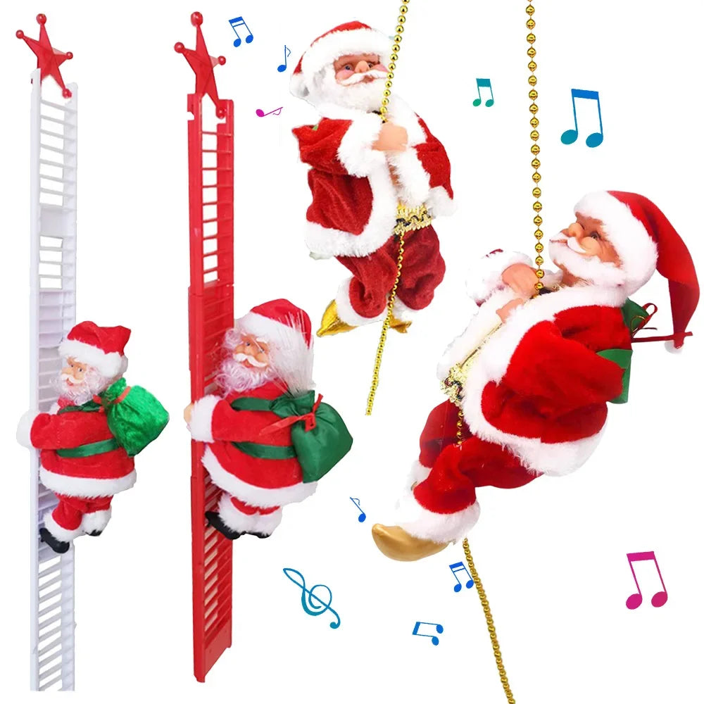 Electric Climbing Santa Claus with Ladder – Christmas Decoration
