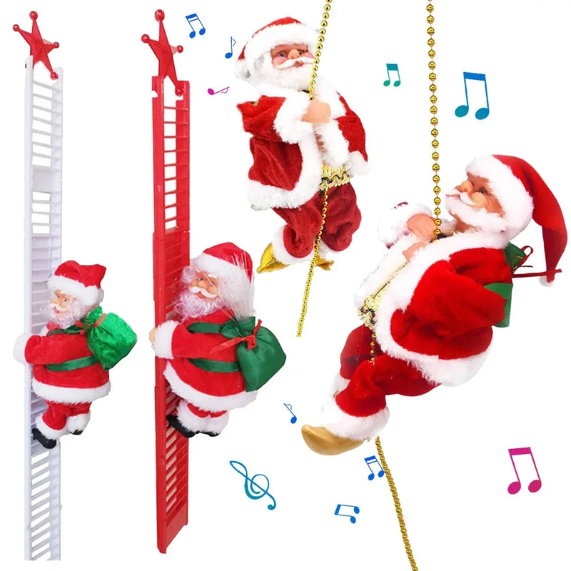 Electric Climbing Santa Claus with Ladder – Christmas Decoration