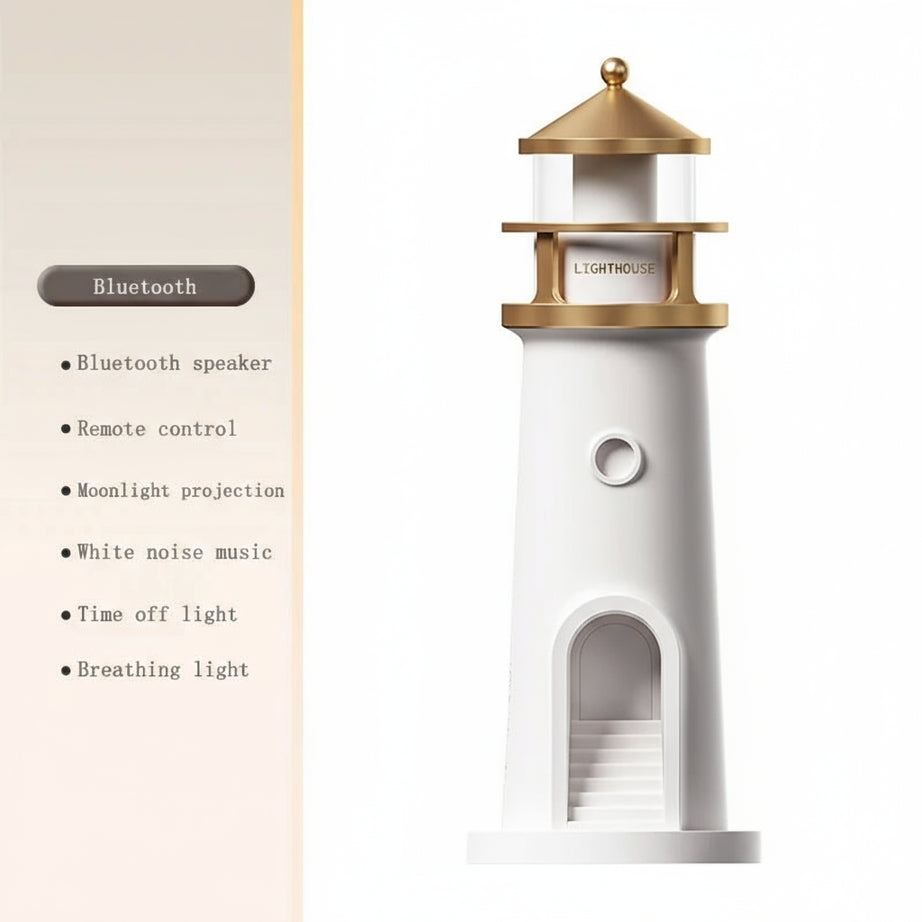 Moon & Lighthouse Projection Lamp – USB Rechargeable Night Light with Remote & Motion Sensor
