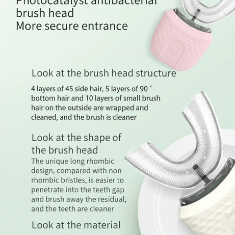 ToothLove™ 360° Ultrasonic U-Shaped Wireless Toothbrush – Automatic Silicone Whitening Brush Kit