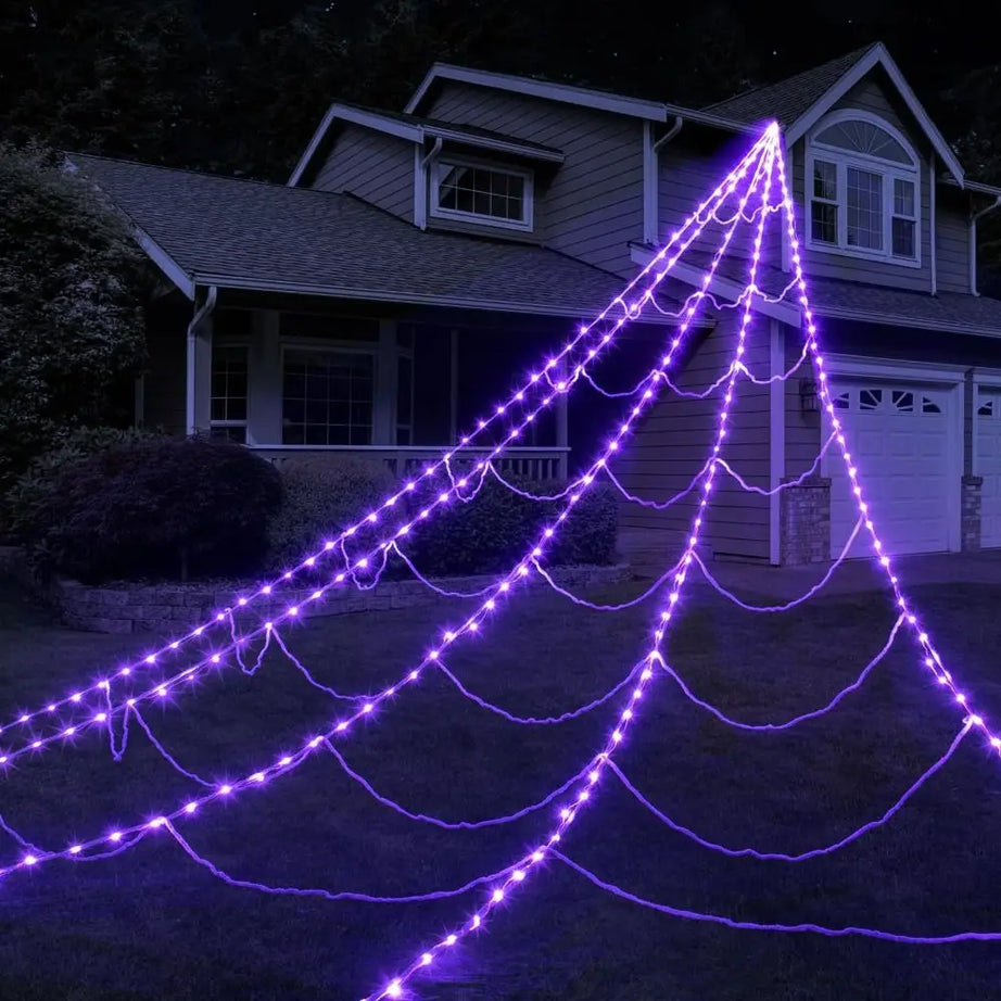 Halloween LED Spider Web Lights – 250 LEDs, 8 Modes