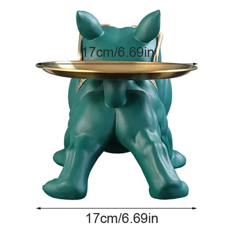 Bulldog Storage Statue – 30cm Resin Dog Figurine with Tray