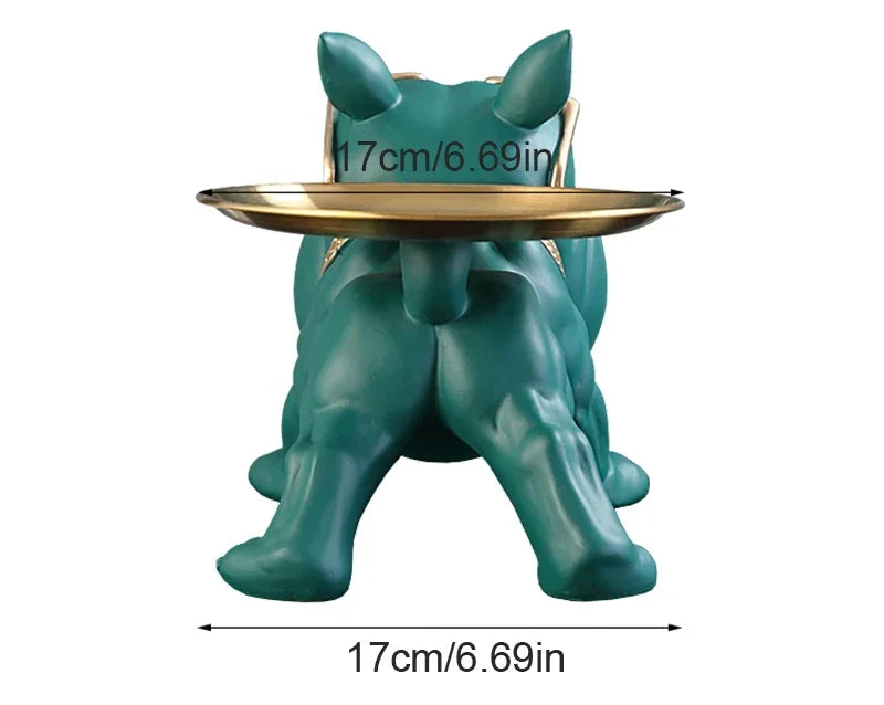 Bulldog Storage Statue – 30cm Resin Dog Figurine with Tray