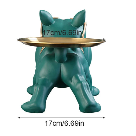 Bulldog Storage Statue – 30cm Resin Dog Figurine with Tray