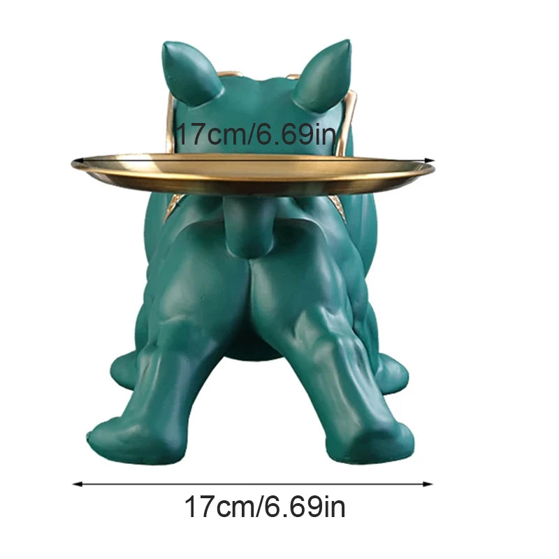 Bulldog Storage Statue – 30cm Resin Dog Figurine with Tray