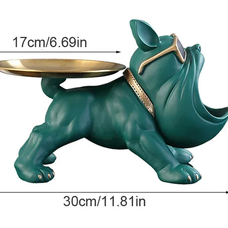 Bulldog Storage Statue – 30cm Resin Dog Figurine with Tray