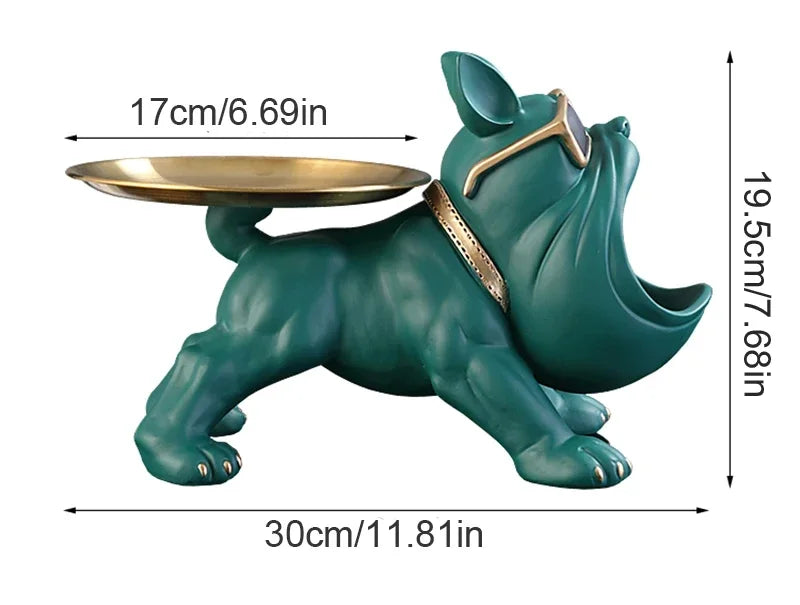 Bulldog Storage Statue – 30cm Resin Dog Figurine with Tray