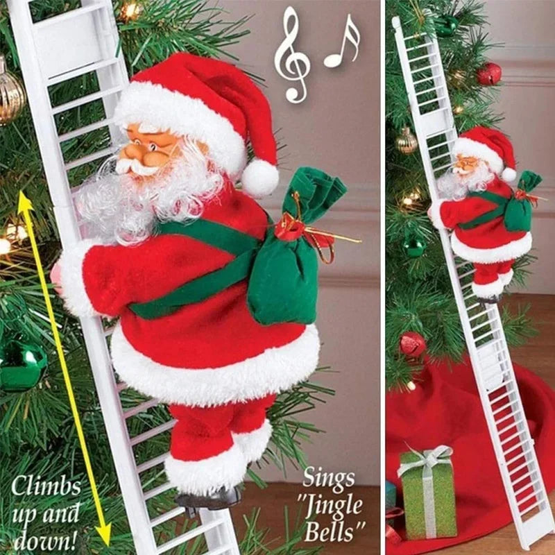 Santa climbs up and down and plays Jingle Bells