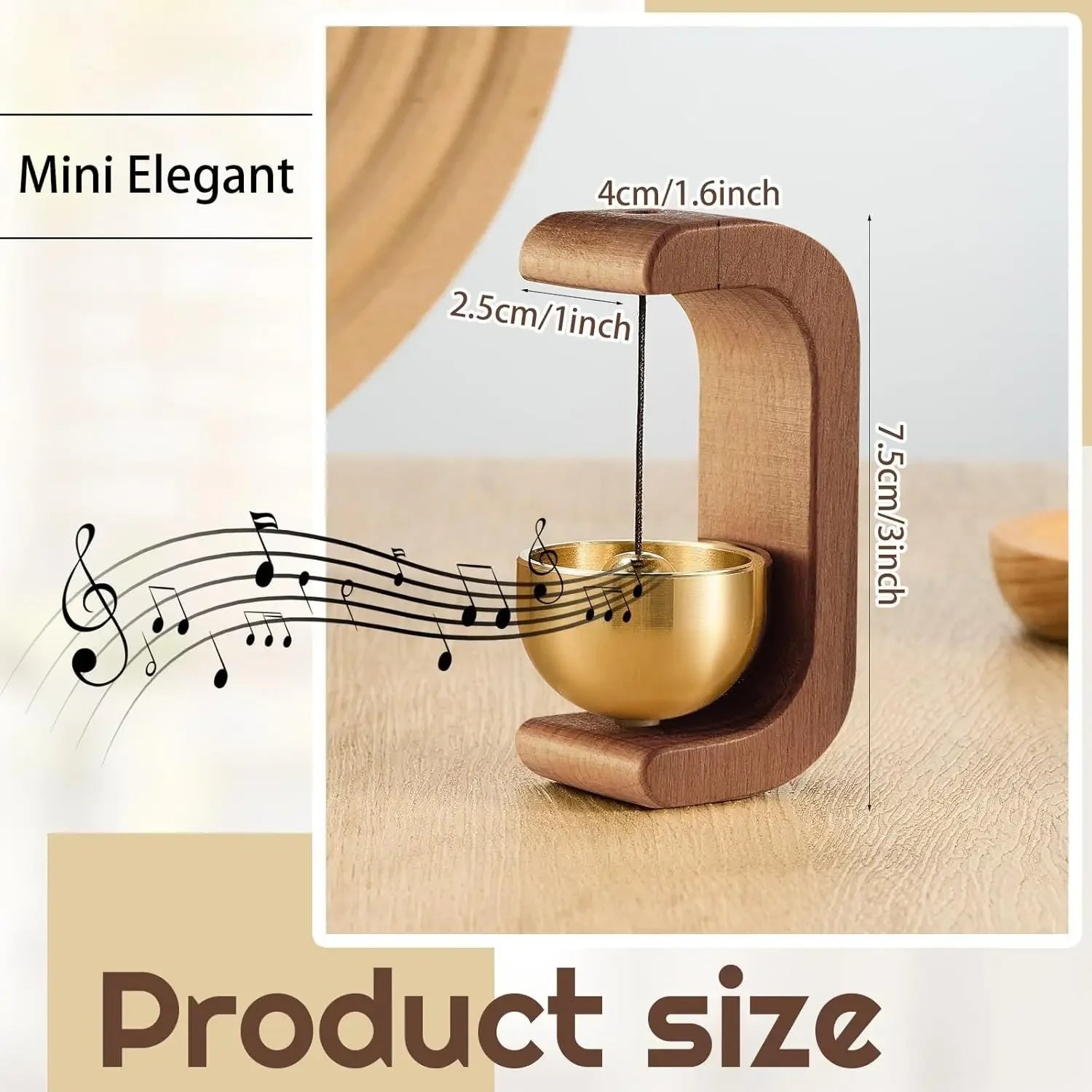 HarmoniBell wooden door chime — magnetic windbell with copper tone