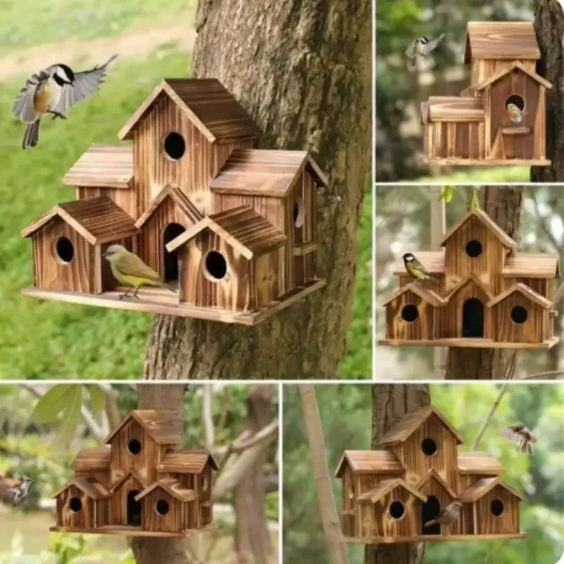 Natural Wooden Outdoor Bird House