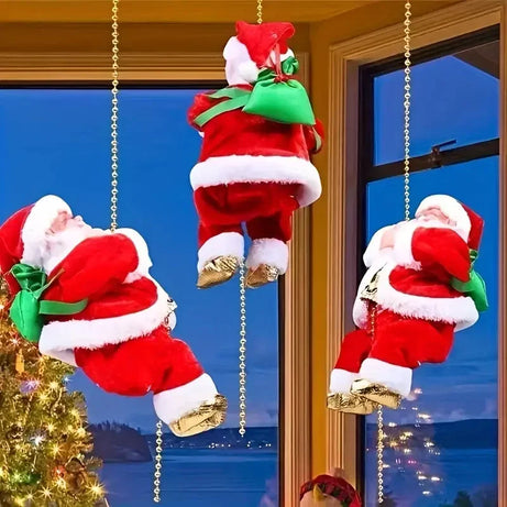 Electric Climbing Santa Claus with Ladder – Christmas Decoration