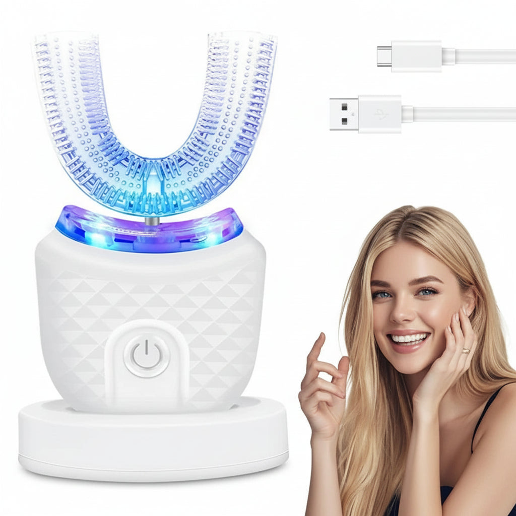 ToothLove™ 360° Ultrasonic U-Shaped Wireless Toothbrush – Automatic Silicone Whitening Brush Kit
