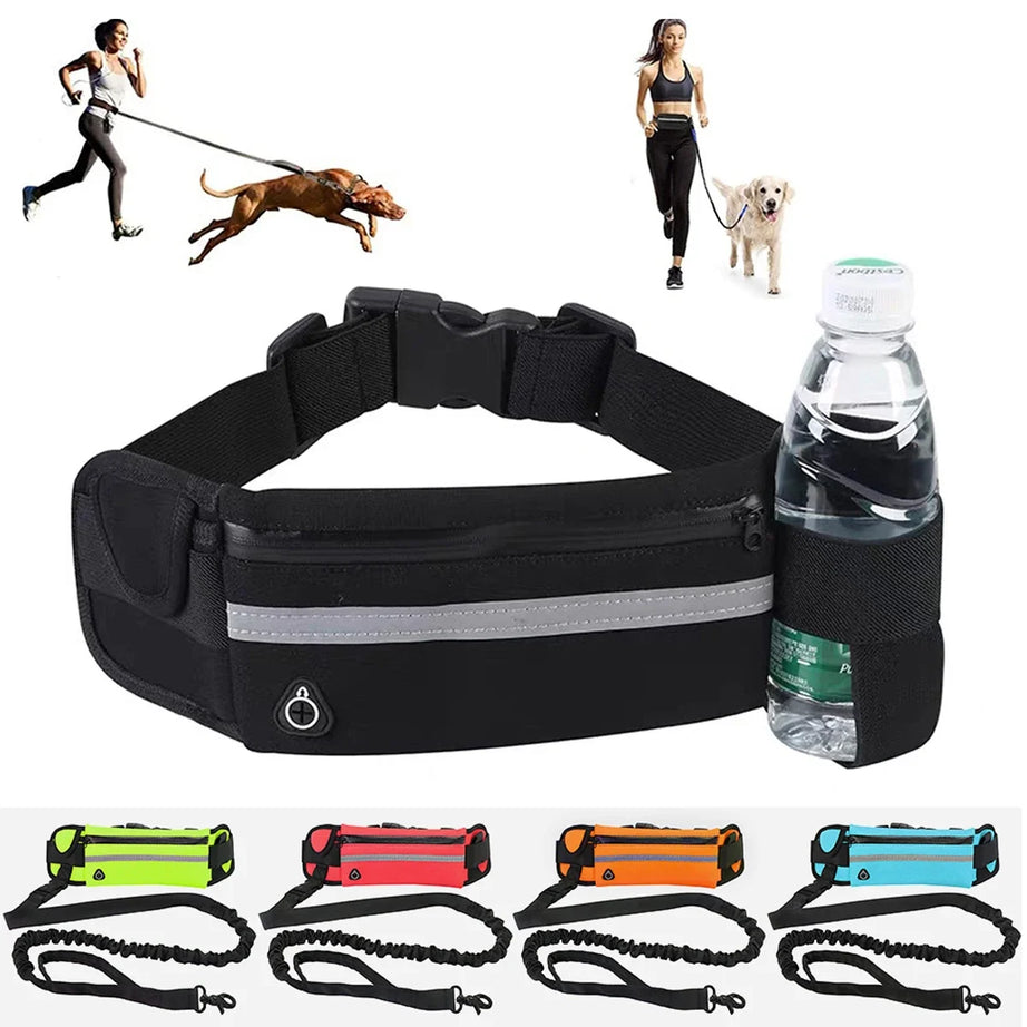 Hands-Free Dog Running Leash with Waist Bag