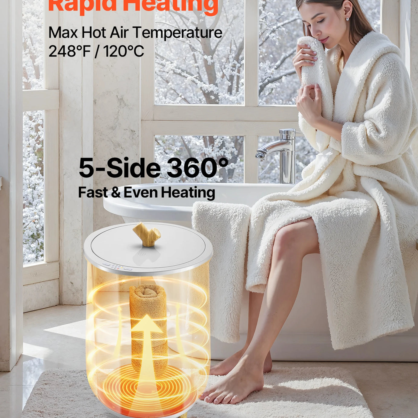 NEW SucceBuy Towel Warmer Bucket 20L Heated Towel Warmer w/ LED Light Auto Shut off & Temperature Setting Large Blanket Warmers SPA